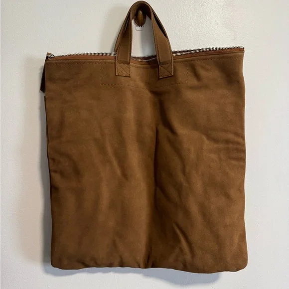 Men's H&M Atelier Suede Tote Bag Brown Large Minimalist Leather Shopper A/W 2025 - Picture 2 of 12